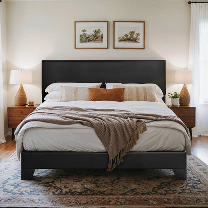 Noise-free upholstered bed frame with adjustable headboard
