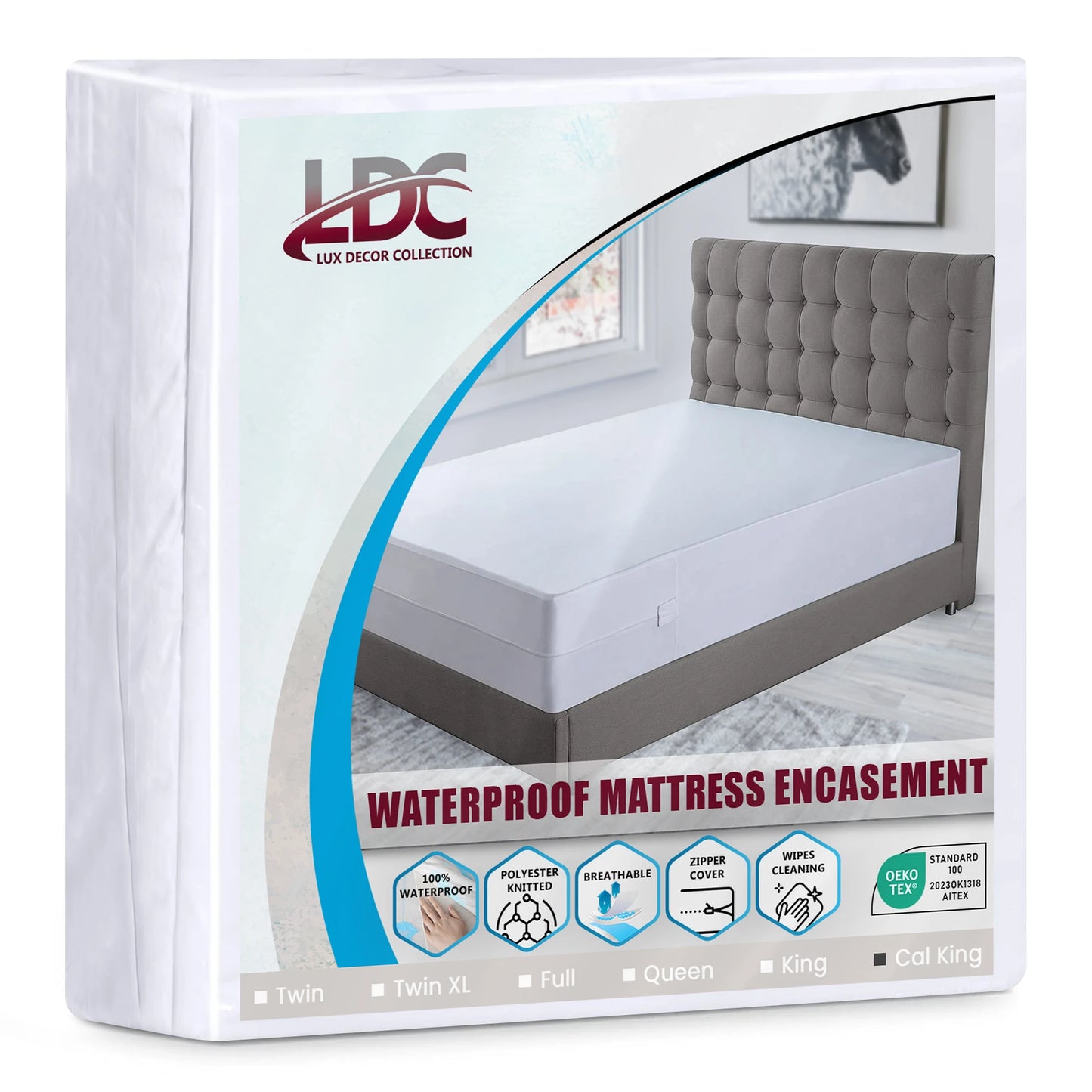 Waterproof bed bug proof zippered mattress encasement
