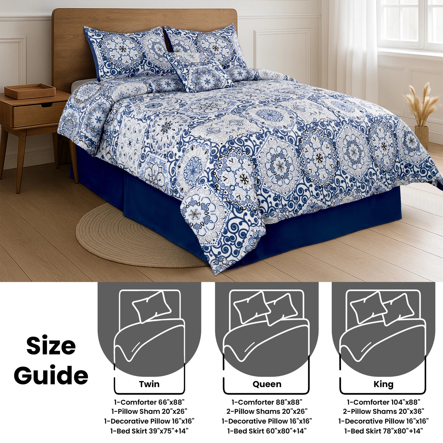 LUX Décor Reversible 5pc Comforter Set