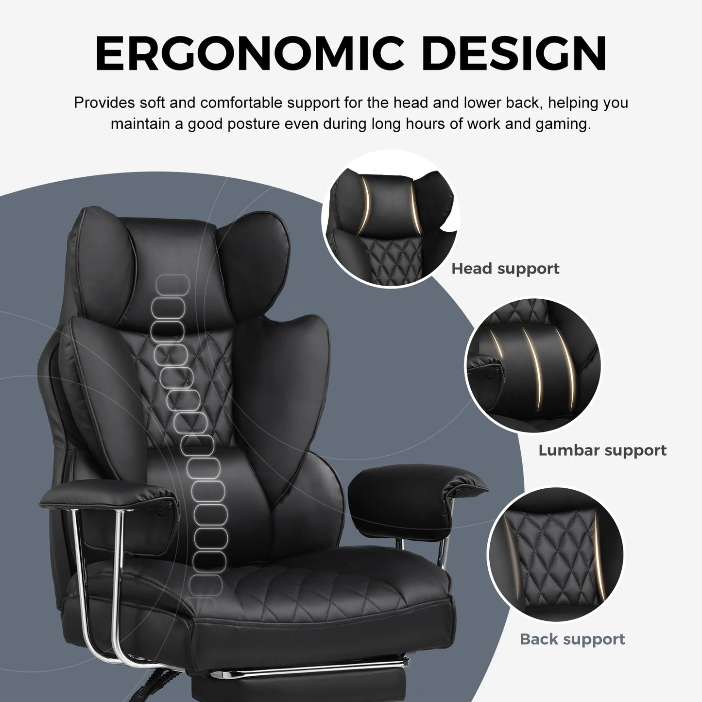 Ergonomic big and tall gaming chair with footrest