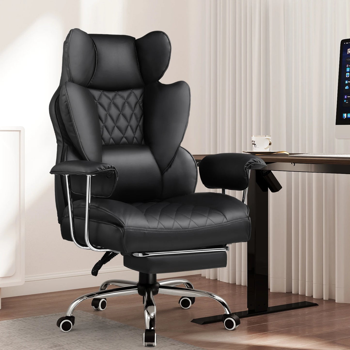 Ergonomic big and tall gaming chair with footrest