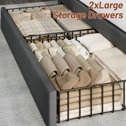 King bed frame with storage and USB charging