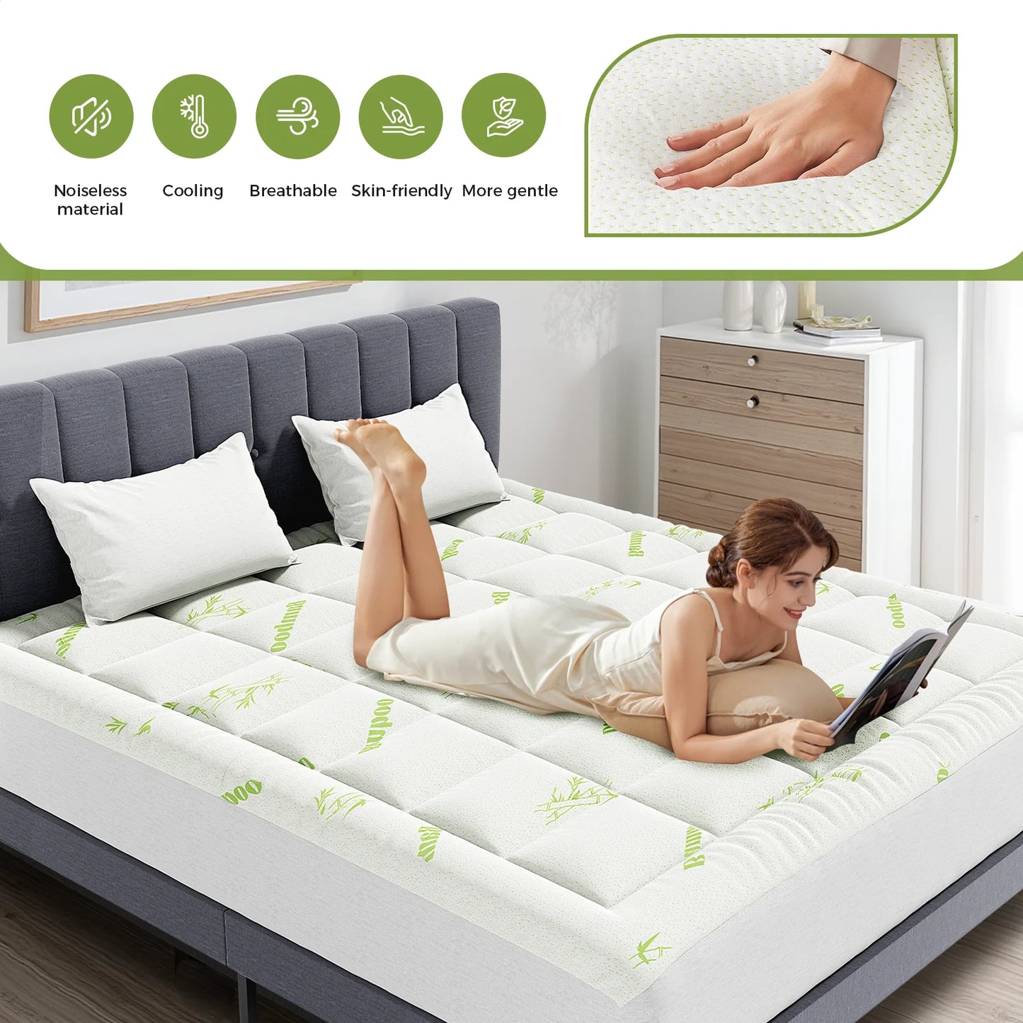 Bamboo fiber cooling mattress topper