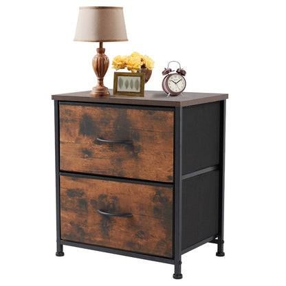 Bedroom nightstand with two fabric storage drawers