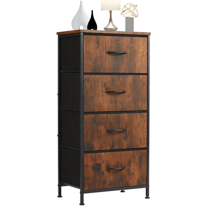 Bedroom dresser with four fabric storage drawers