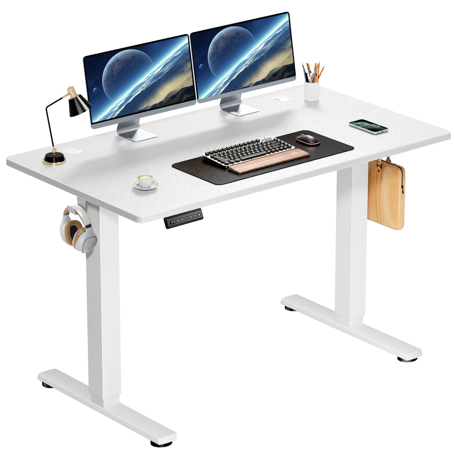 Height adjustable electric standing desk workstation