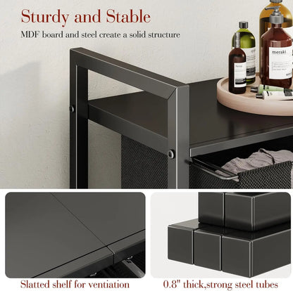 Dual compartment laundry hamper with storage shelf
