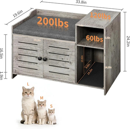 Hidden cat litter box furniture with double doors