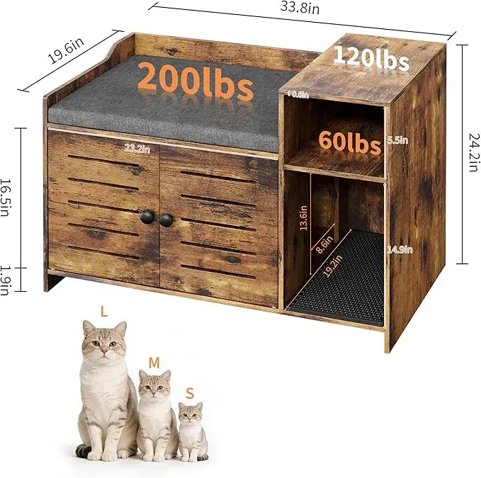 Hidden cat litter box furniture with double doors