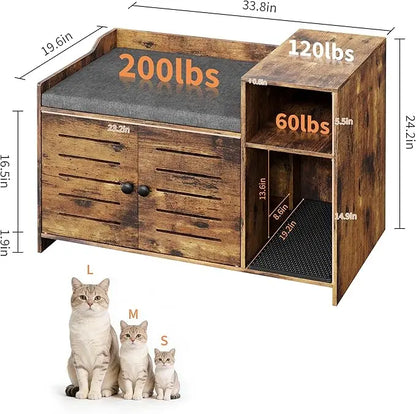 Hidden cat litter box furniture with double doors