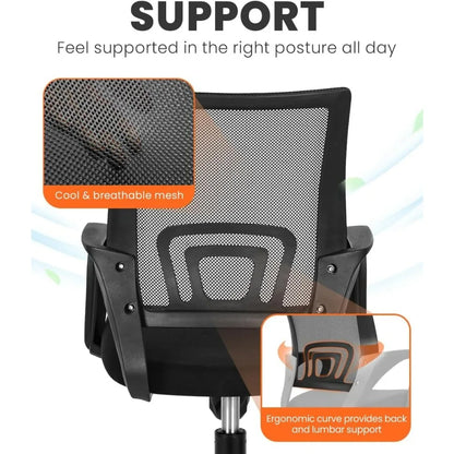 Mid-back mesh office chair with lumbar support