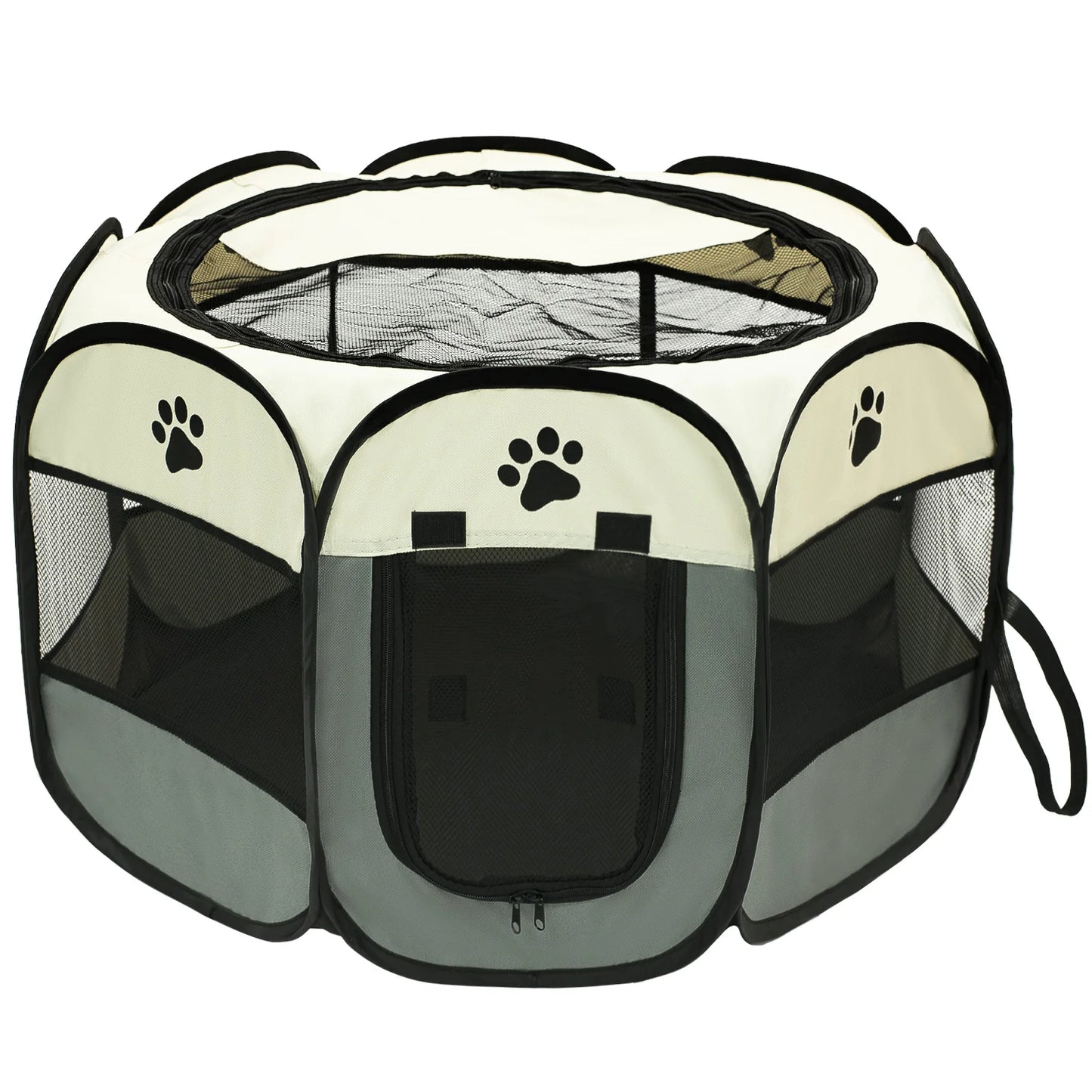 Portable foldable pet playpen for indoor and outdoor use