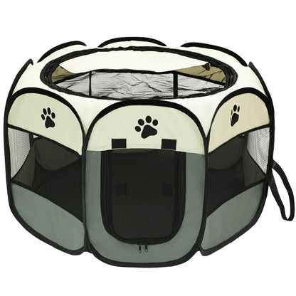 Portable foldable pet playpen for indoor and outdoor use