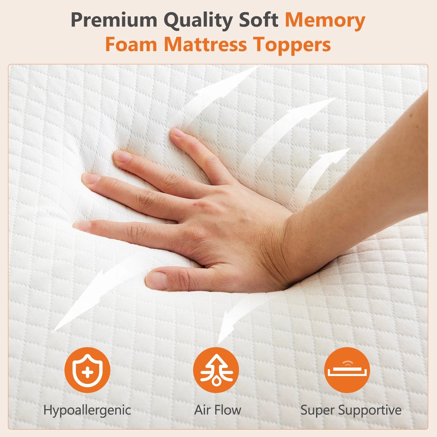 Cooling gel memory foam mattress topper