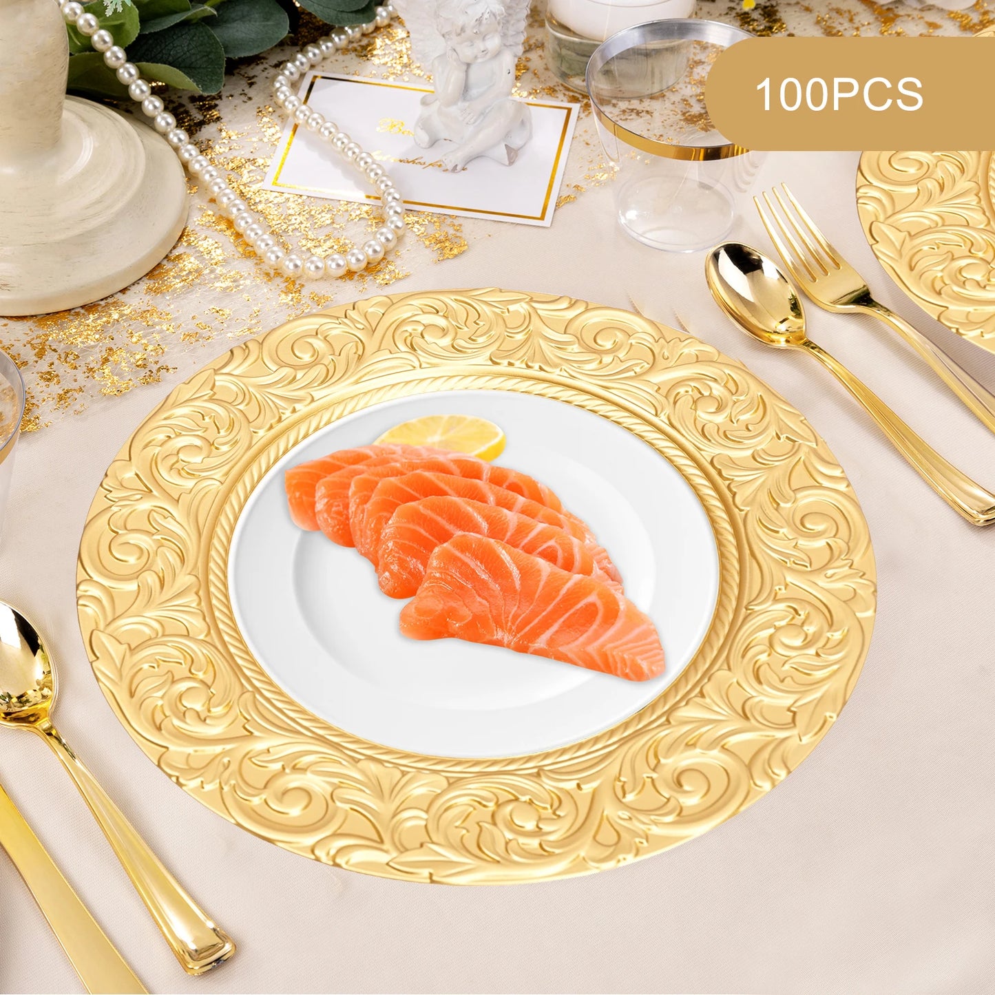 Reusable charger plates set for weddings and parties