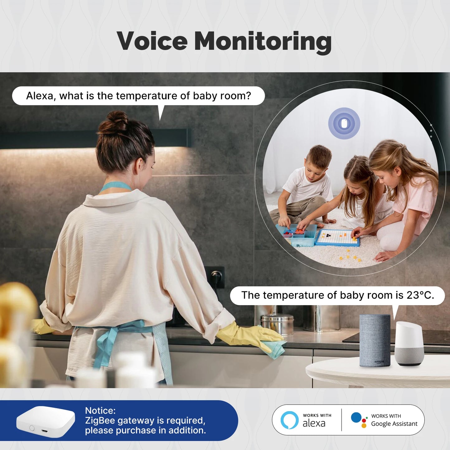 Smart Zigbee temperature and humidity monitoring sensor