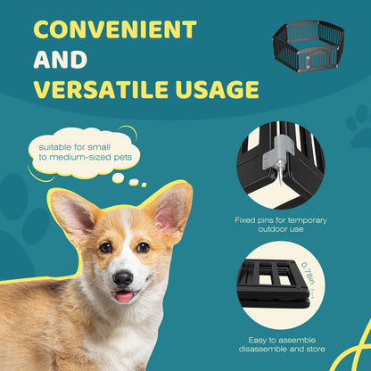 Expandable six-panel portable dog playpen fence
