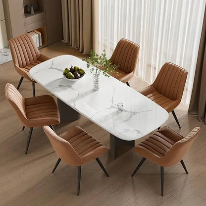 Mid-century modern upholstered dining chairs set of six
