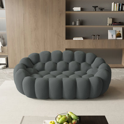 Modern curved boneless loveseat sofa with knitted fabric