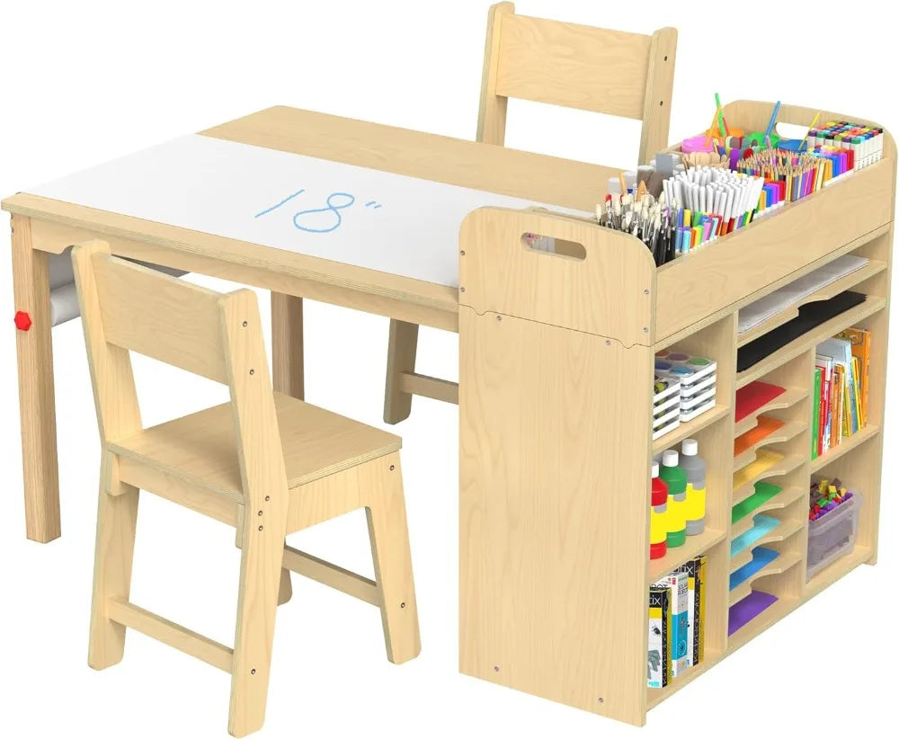 Kids art table and chairs with storage