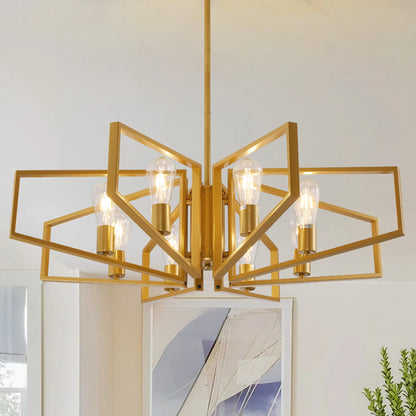 Modern geometric chandelier with adjustable hanging height