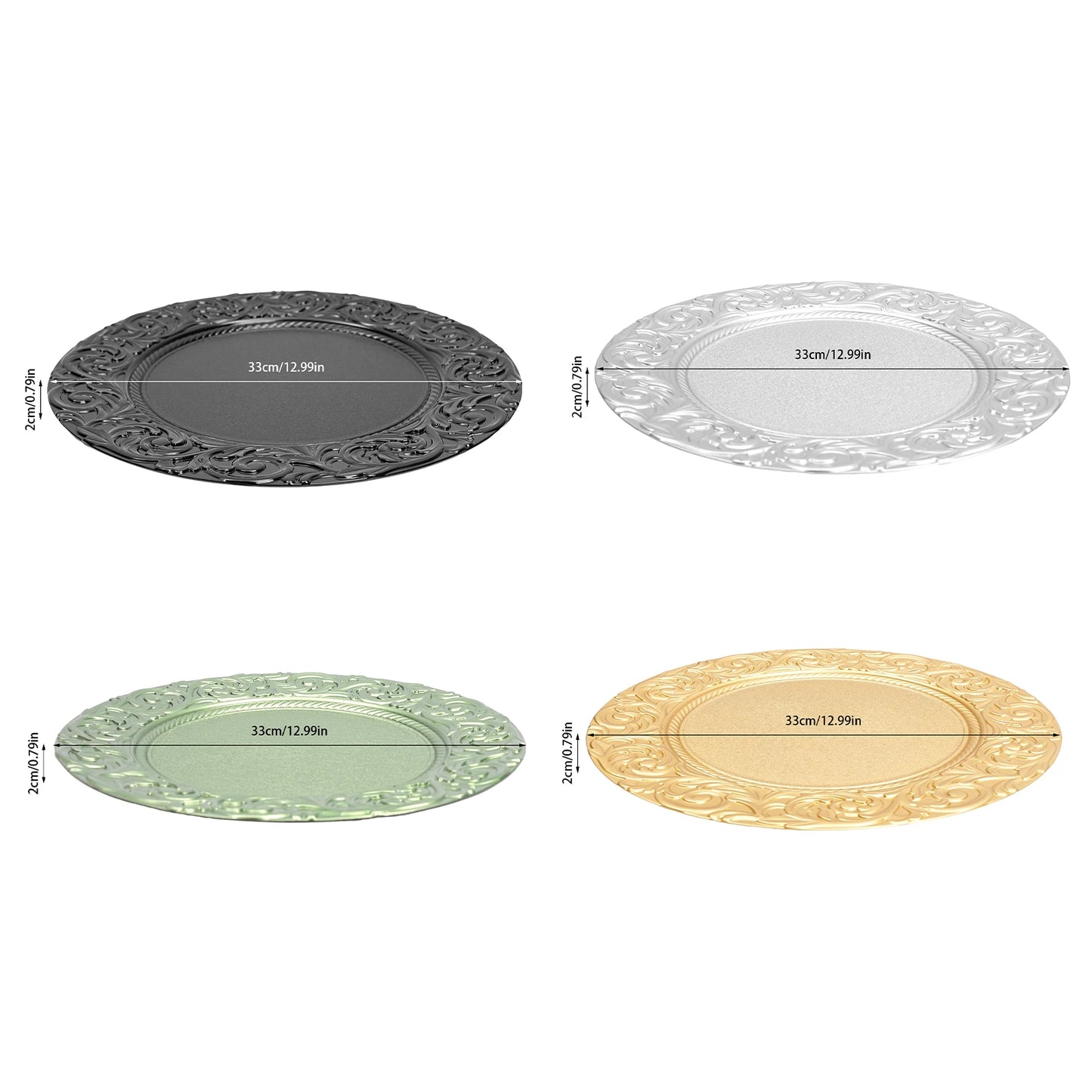 Reusable charger plates set for weddings and parties