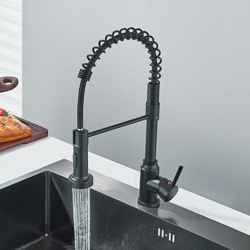 Single handle pull-down kitchen faucet with swivel nozzle
