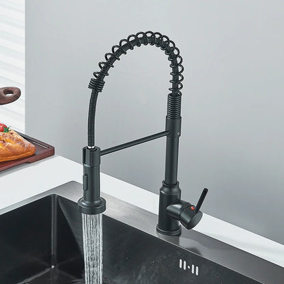 Single handle pull-down kitchen faucet with swivel nozzle