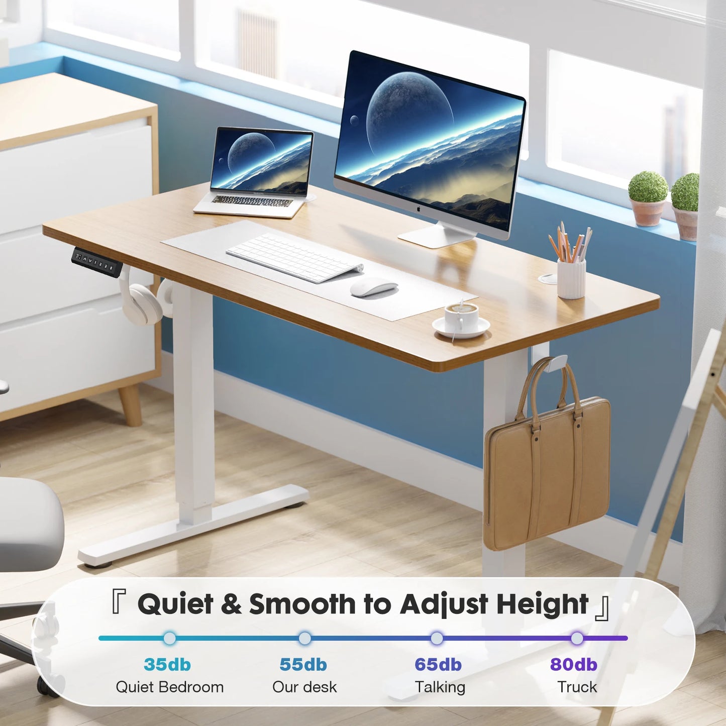 Height adjustable electric standing desk workstation