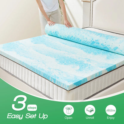 Soft gel cooling memory foam mattress topper