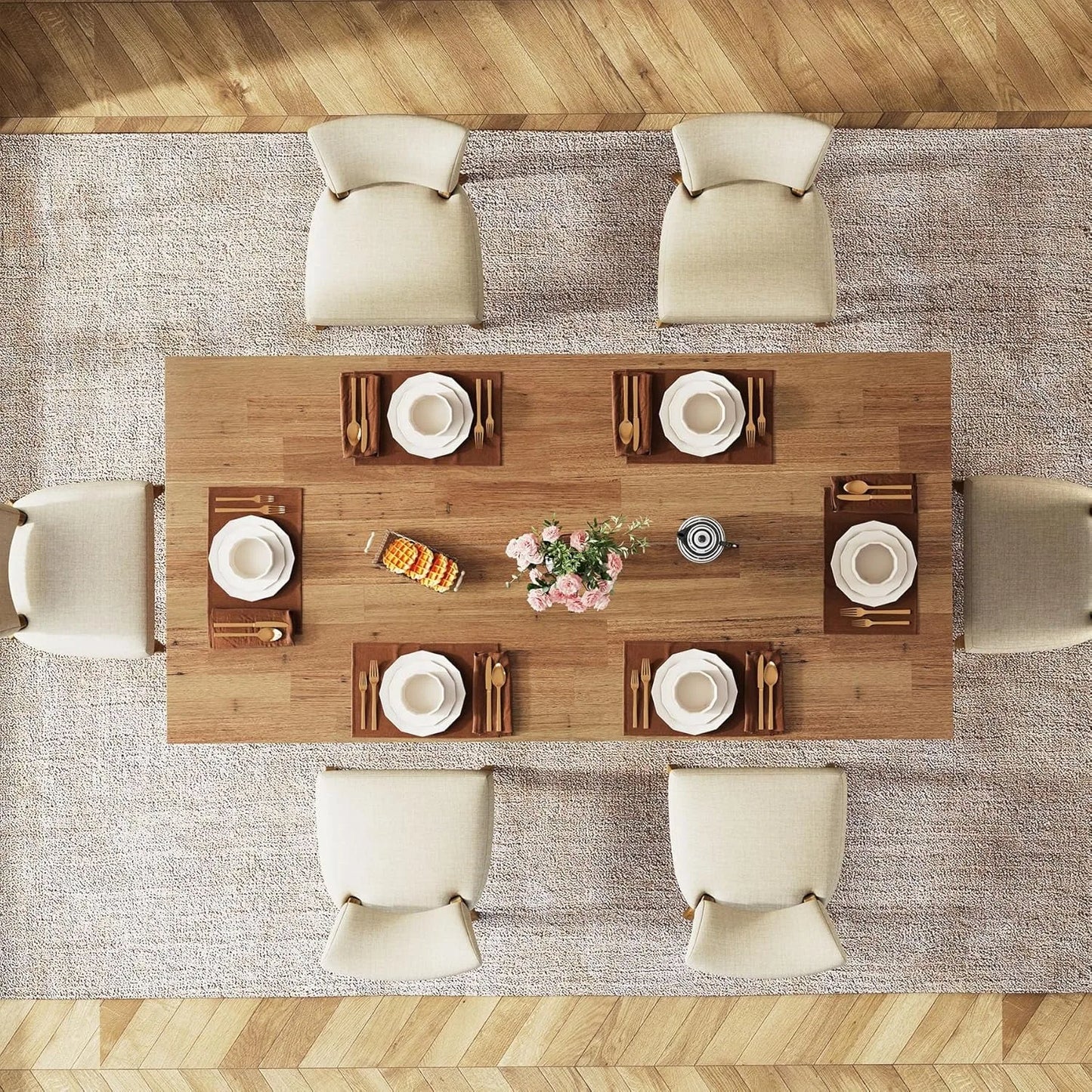Farmhouse dining table for four to six