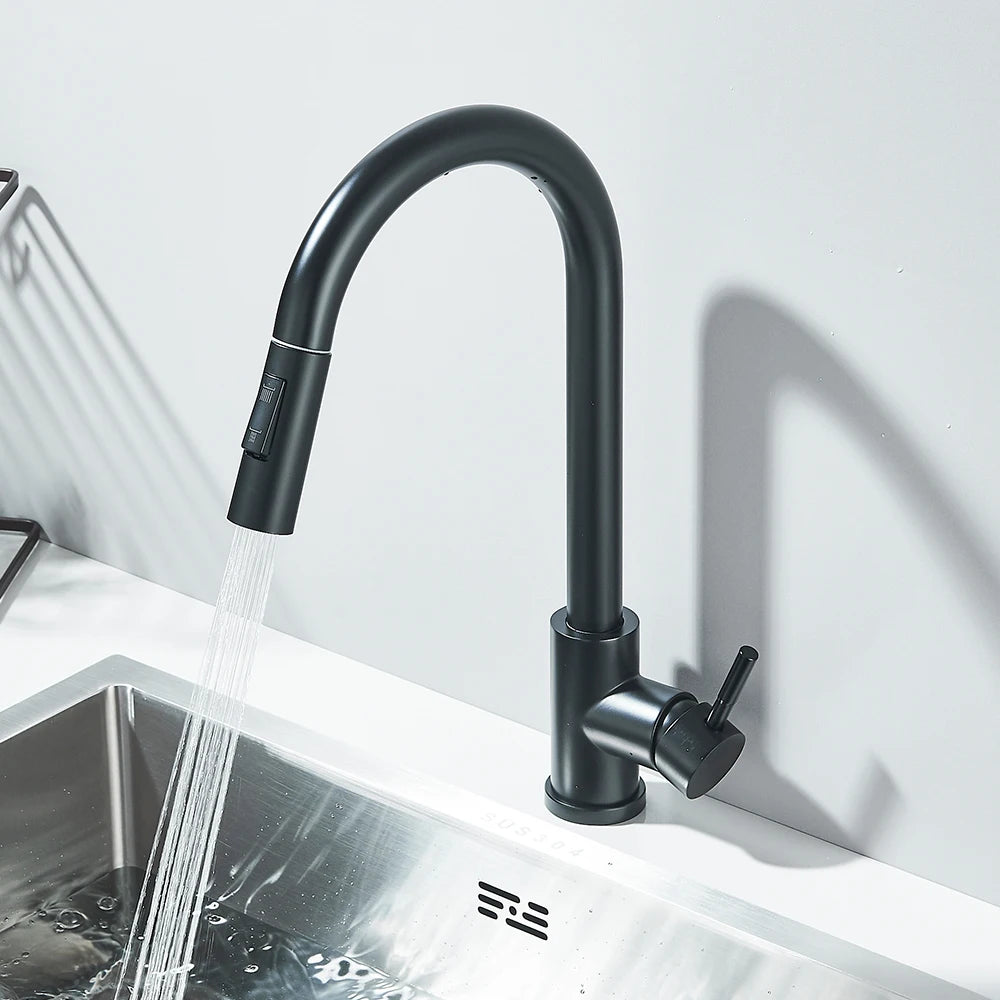 Pull-out kitchen faucet with dual spray modes
