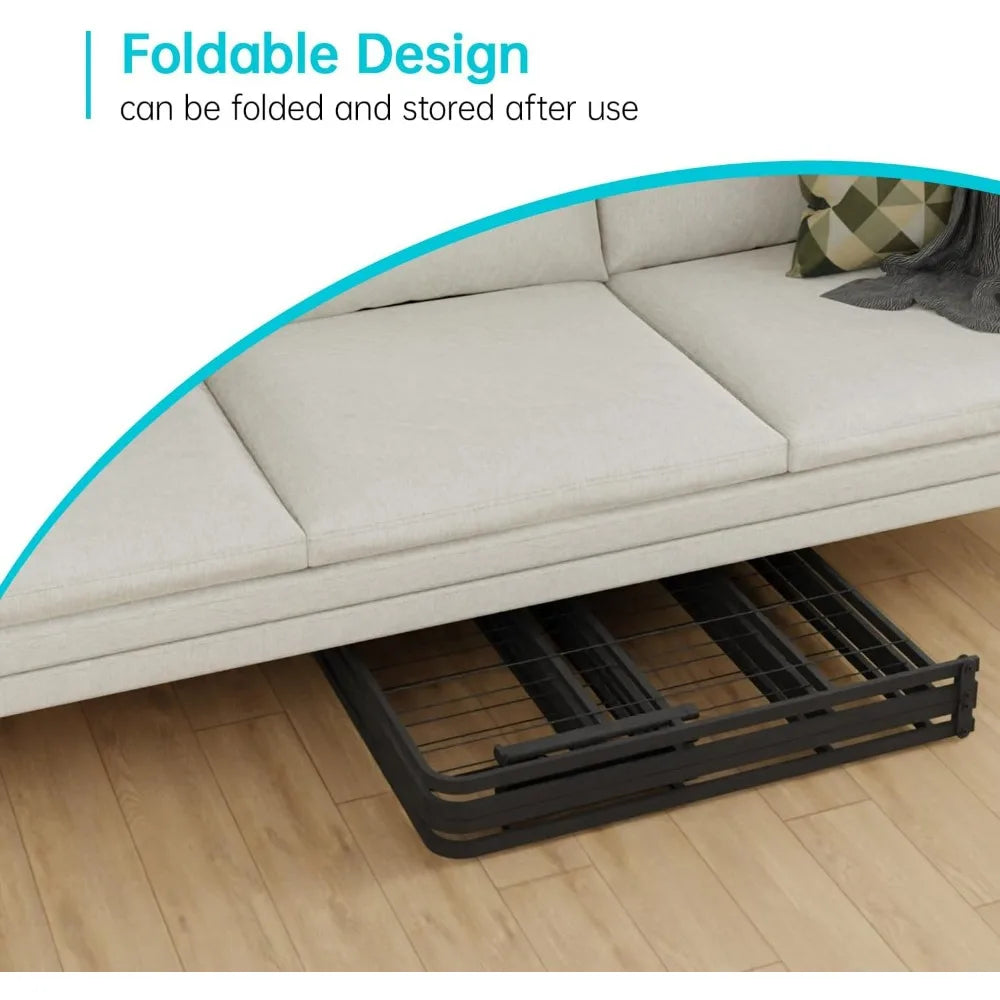 Foldable twin metal bed frame with storage