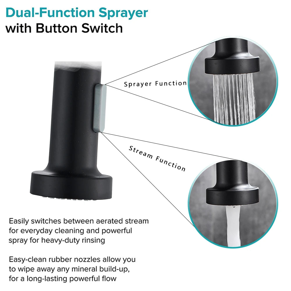 Single handle pull-down kitchen faucet with swivel nozzle