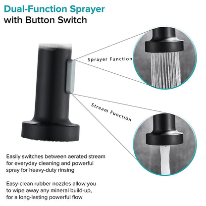 Single handle pull-down kitchen faucet with swivel nozzle