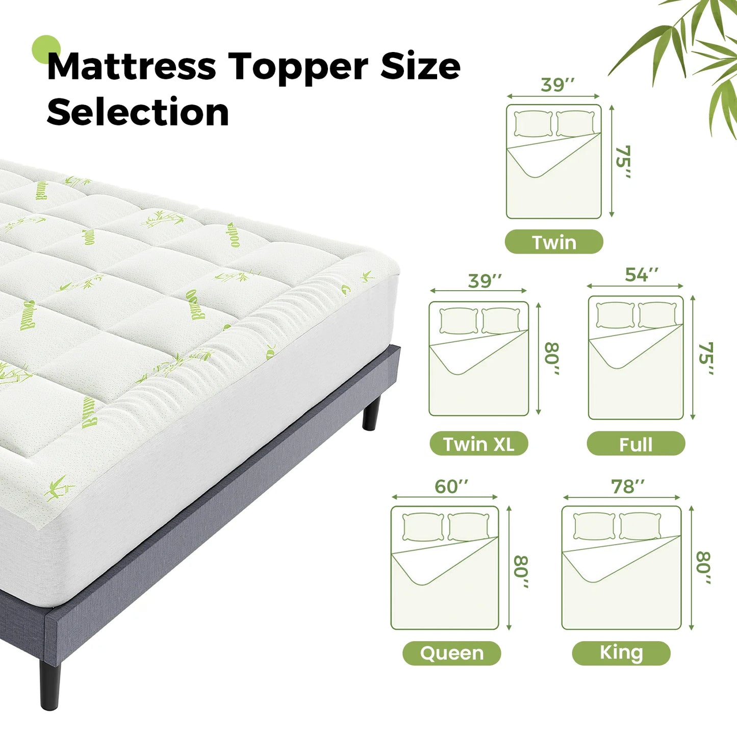 Bamboo fiber cooling mattress topper