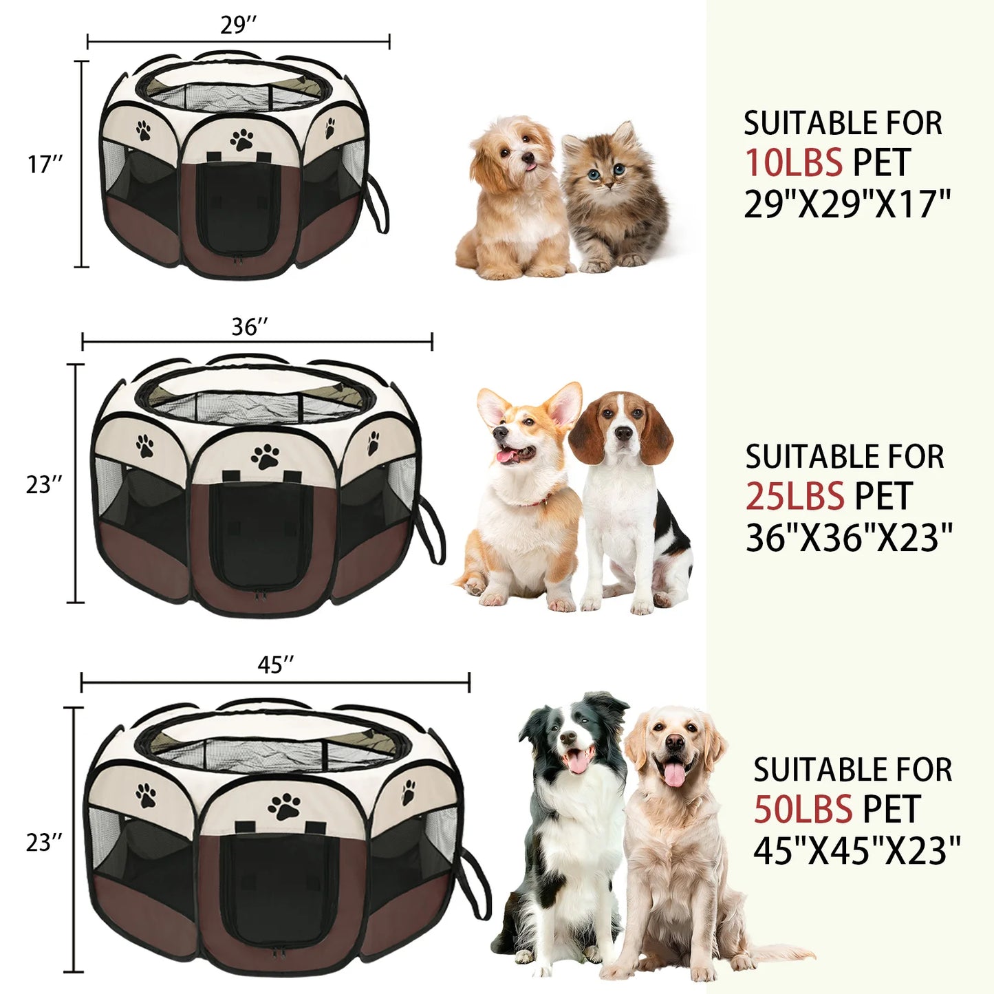 Portable foldable pet playpen for indoor and outdoor use
