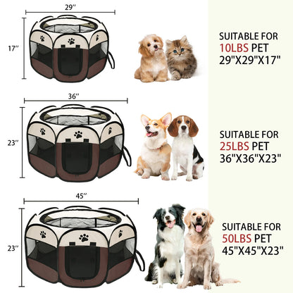 Portable foldable pet playpen for indoor and outdoor use