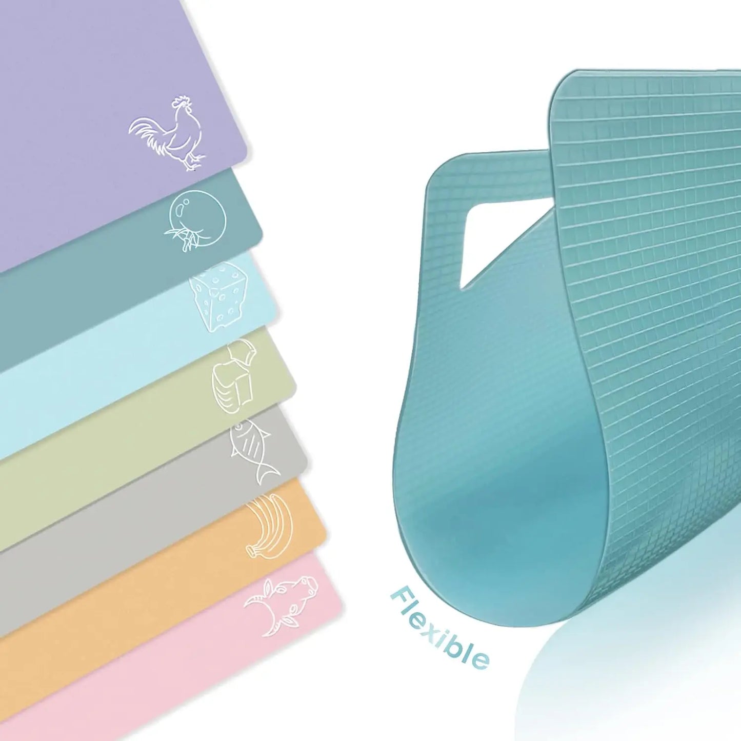 Flexible non-slip cutting board set