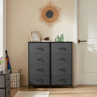 Bedroom dresser with four fabric storage drawers