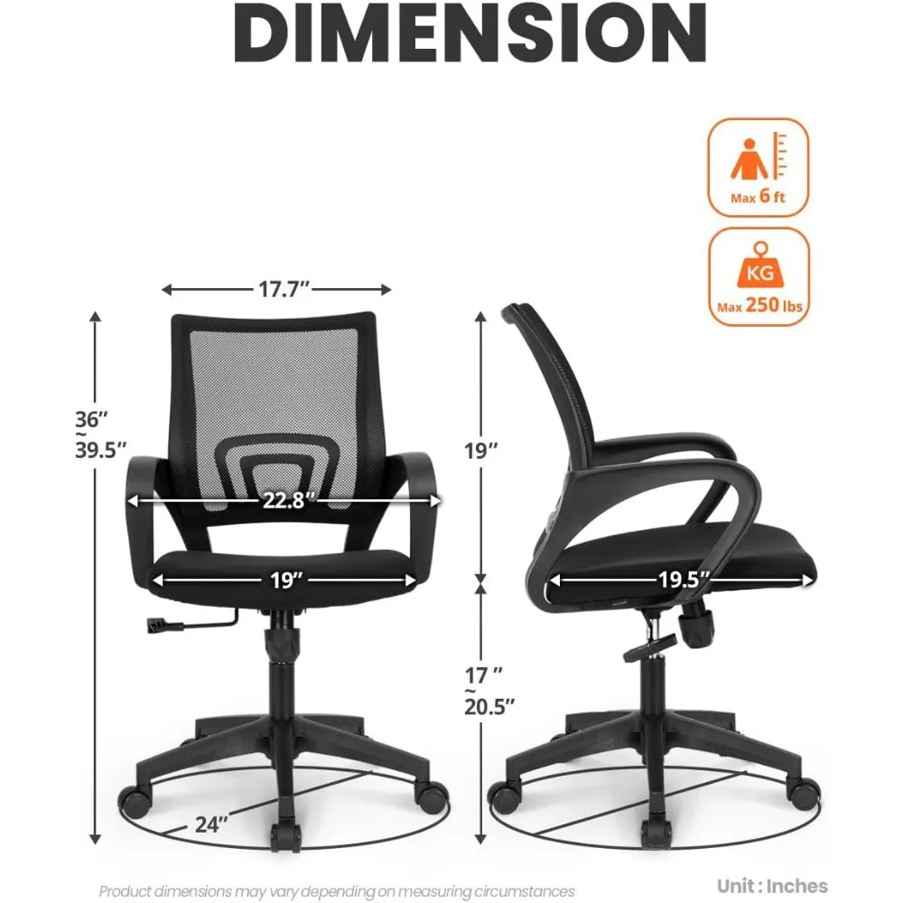 Mid-back mesh office chair with lumbar support