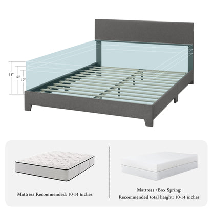 Noise-free upholstered bed frame with adjustable headboard