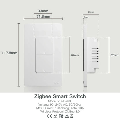 Smart ZigBee wall light switch for Alexa and Google Home