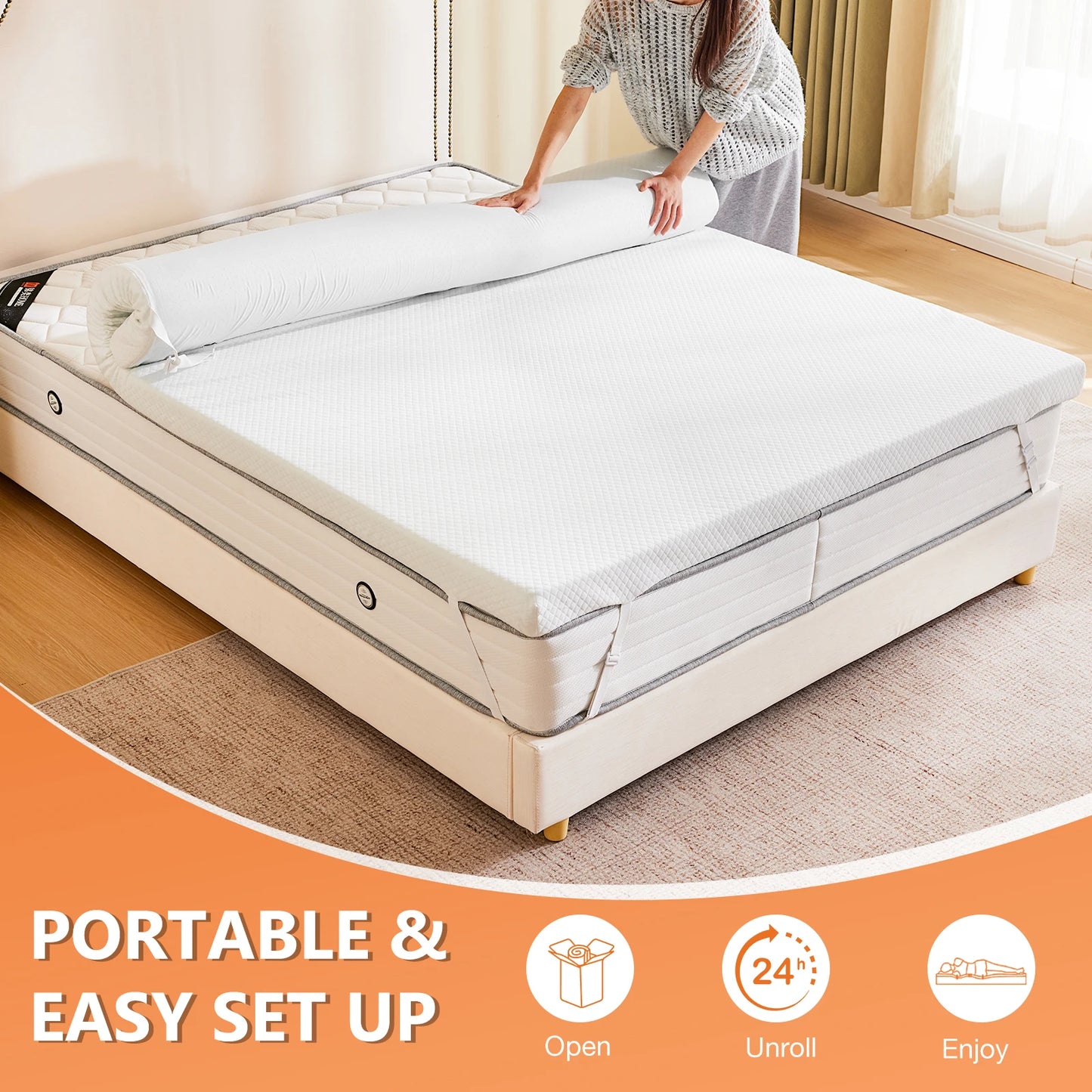 Cooling gel memory foam mattress topper