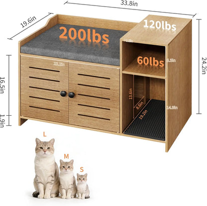 Hidden cat litter box furniture with double doors