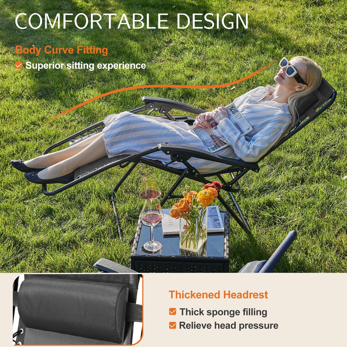 Set of two zero gravity recliner lounge chairs