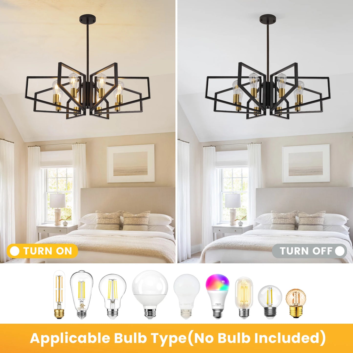 Modern geometric chandelier with adjustable hanging height
