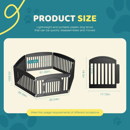 Expandable six-panel portable dog playpen fence