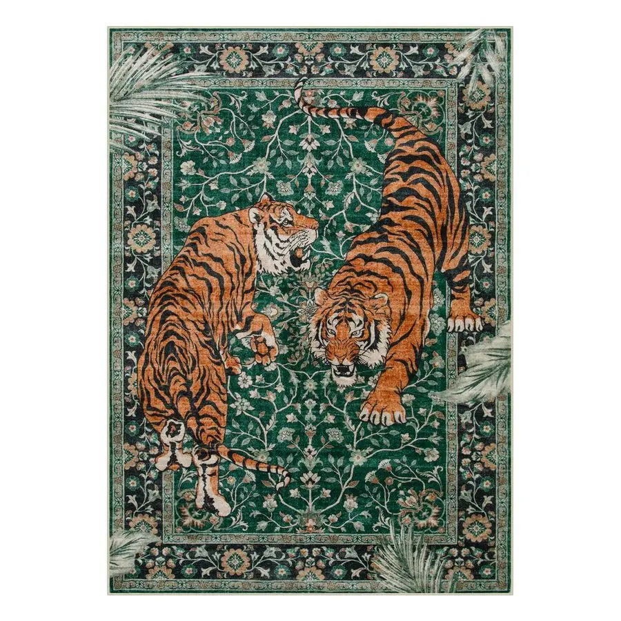 Washable Vintage Tiger Area Rug