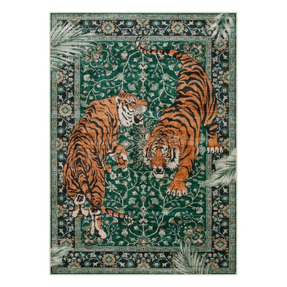 Washable Vintage Tiger Area Rug